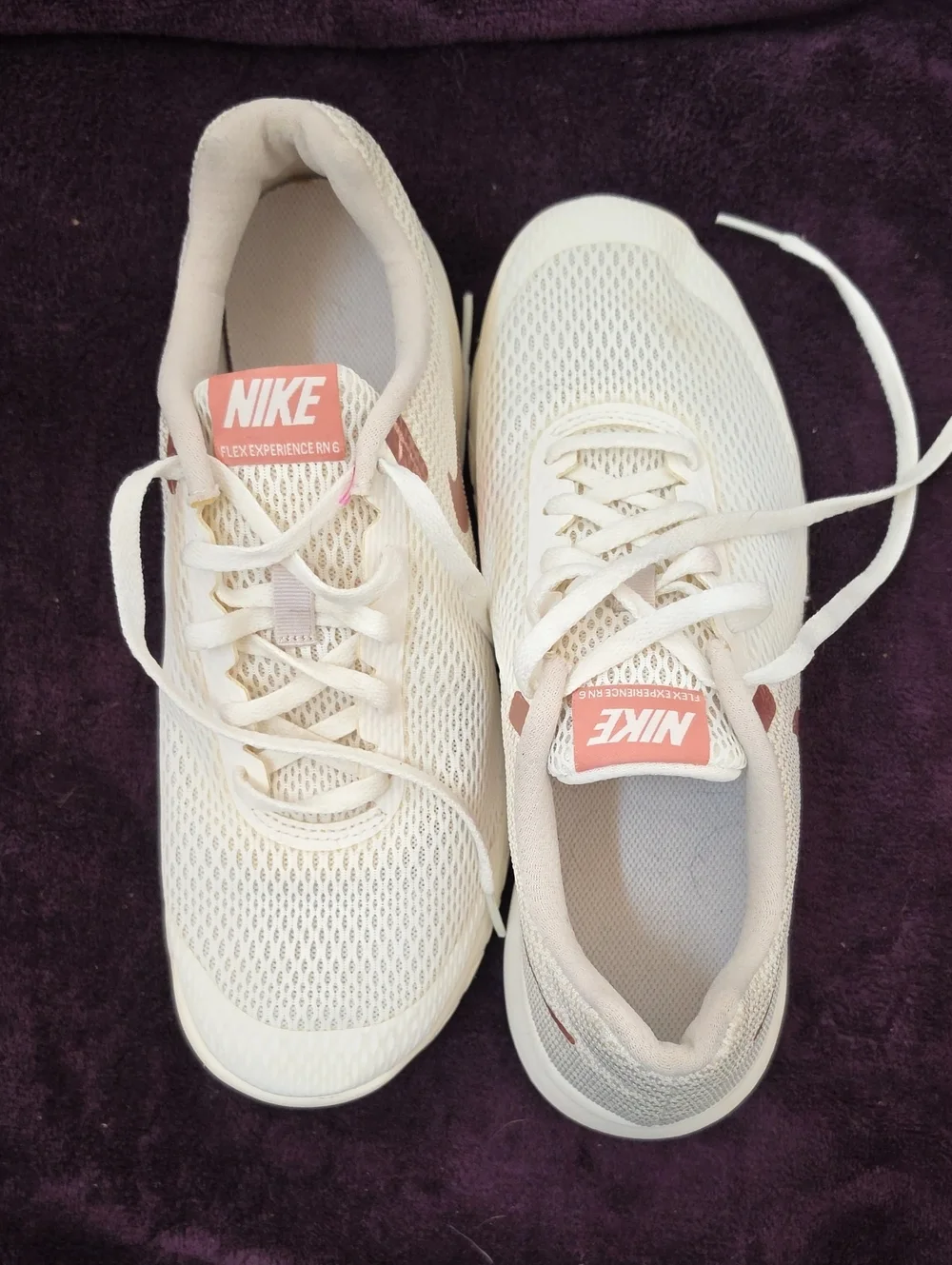 Nike Women's Cream Mesh Trainers with Pink Accents